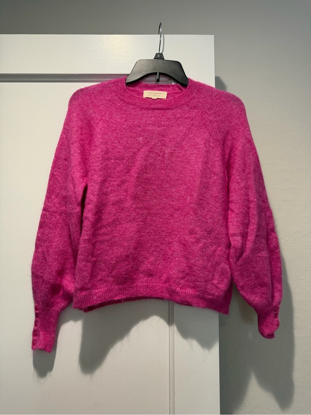Sezane Crewneck cashmere blend Knit Sweater - Fuchsia Pink XXS